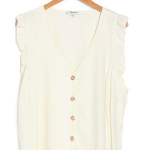 NWT Madewell Linen-Blend Ruffle Button-Front Tank
